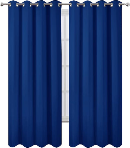 Blackout Curtains 52 x 84 inch/Royal Blue Curtains Set of 2 Panels/Thermal - Image 2