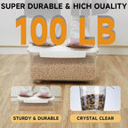 Rice Storage Container 20 lbs - 15 lbs Airtight Flour Dispenser with Lids & wheel, BPA Free, kitchen organizers for Pet/Cat/Dog Food Storage Container (10 lbs), White