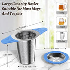 Tea Infuser for Loose Leaf Tea,18/8 Stainless Steel Tea Infuser with Heat Proof Silicone Handles,Extra Fine Mesh Tea Strainers Filter Fine Tea Leaves Effectively,Fits TeaPots/Mugs -Blue