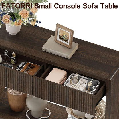 FATORRI Console Entryway Table, Narrow Wooden Sofa Table - Image 5