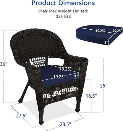 Jeco Wicker Chair with Blue Cushion - Image 3