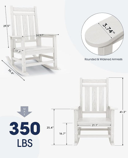 KINGYES Oversized Outdoor Rocking Chair Set of 4, All-Weather Patio Rocking - Image 3