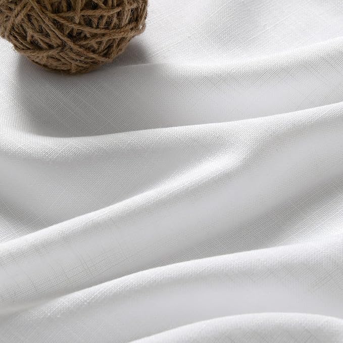Linen Light Filtering Curtains 96 Inches Long 2 Panels Long White Semi Sheer - Image 3
