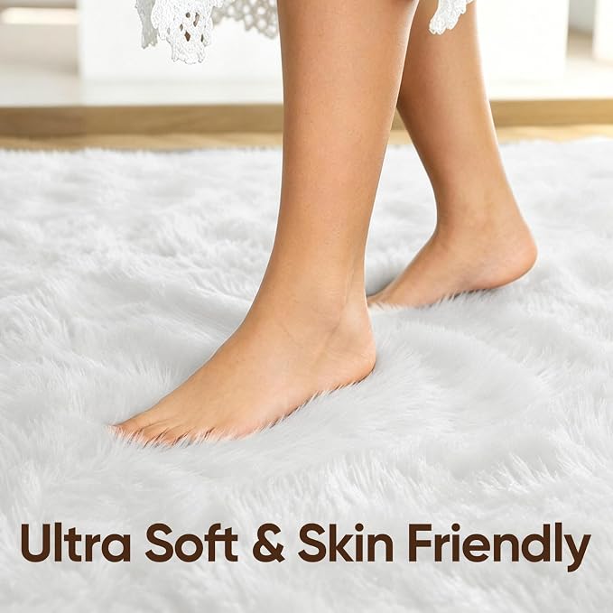5x7 White Fluffy Soft Area Rug Non-Slip - Image 5