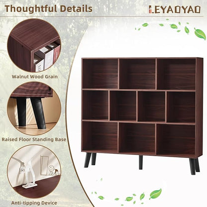 LEYAOYAO 10 Cube Bookshelf, 3 Tier Modern Wide Bookcase - Image 3