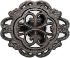 Sungmor Cast Iron Teapot Warmer Dish Cups Heater Pot Trivet - Rustic & Graceful Pattern Design with Tealight Holder - Heavy Duty & Decorative Candle Holder Stands for Heat Food Coffee Milk or Tea