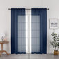 Navy Blue Sheer Curtains 72 Inches Long 2 Panels, Transparent Voile Sheer by OWENIE