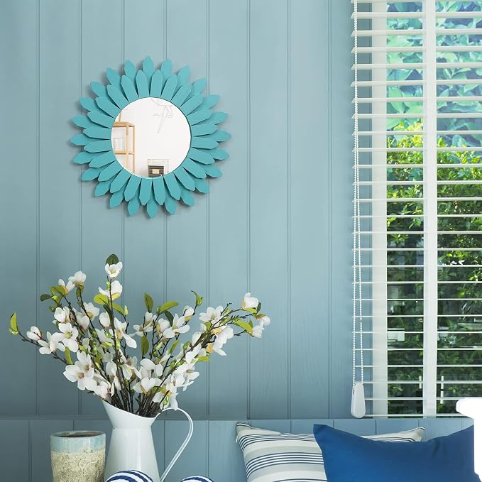 Honiway Beach Wall Decor Mirror 12 inch Wood Coastal Wall Decor Sunburst Boho - Image 3