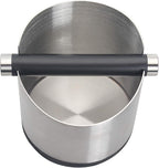 Espresso Knock Box, Stainless Steel Coffee Grounds Knock Box, With Removable Knock Bar and Non-Slip Rubber Base (Silver)