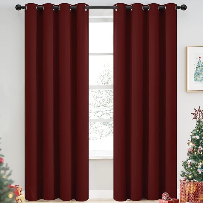 Yakamok Room Darkening Curtains 52x84 inch Length Burgundy Red-Living Room | 2 by Yakamok