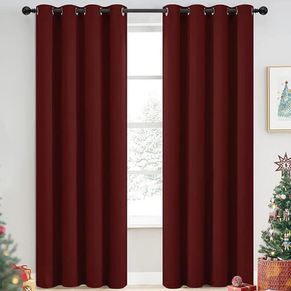 Yakamok Room Darkening Curtains 52x84 inch Length Burgundy Red-Living Room | 2 by Yakamok