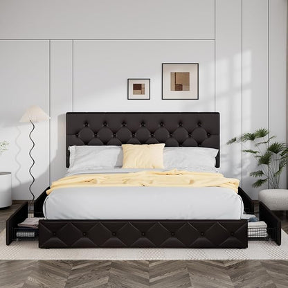 Allewie Upholstered King Size Platform Bed Frame - Image 3