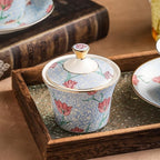 ACMLIFE Tea Set for Adults- Fine China Tea Set for 6, 21-Piece Vintage Coffee Set English Porcelain Tea Pot Sets for Adult Tea Party for Women Gift (Tulip Blue, Extra Large 21)