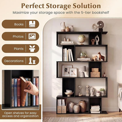 Giantex 5-Tier Bookshelf, 10-Cube Geometric Book Case - Image 4