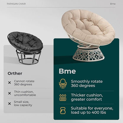 Bme 40" Ergonomic Wicker Papasan Chair - Image 5