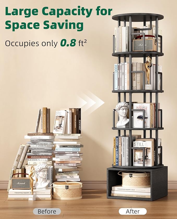 Kalrin 5 Tier Rotating Bookshelf - Image 4