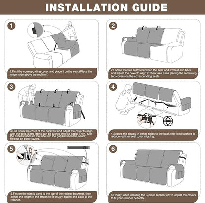 TAOCOCO 100% Waterproof Recliner Sofa Covers, Non Slip Split Couch Covers - Image 7