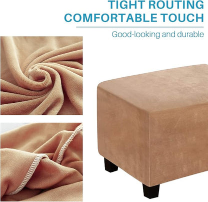 Ottoman Cover, Stretch Rectangle Velvet Ottoman Slipcovers of Foot Stool - Image 6