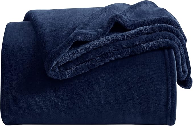 KMUSET Fleece Blanket King Size Navy Lightweight Super Soft Cozy Luxury - Image 2