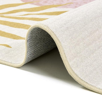 RoomTalks Cute Pink Nuresry Rug Washable, Boho Modern Contemporary Aesthetic - Image 4