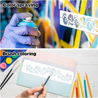 12 Pcs Large Flower Border Stencils for Painting, Reusable Plastic Floral Edge Baking Decorating Vine Stencil Tool, Painting Templates for DIY Cake Wood Wall Tile Furniture Canvas Craft, 3" x 11.8"