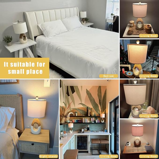 OYEARS 19” Boho Table Lamps Bedroom Living Room, Suitable - Image 6