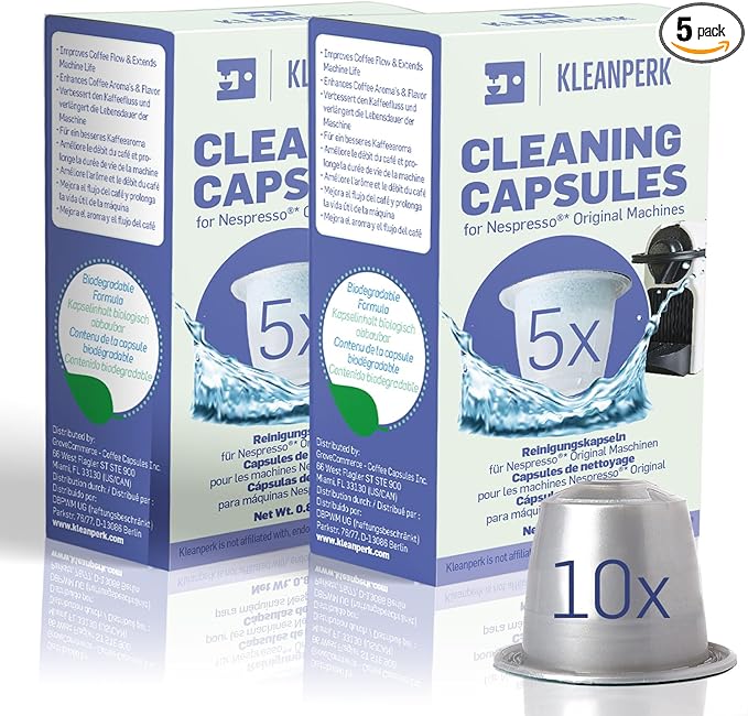 10 Pack Cleaning Pods Compatible with Nespresso Original Machines I Cleaning Kit for Better Tasting Coffee I Coffee Machine Cleaner I Easy and Safe to Use