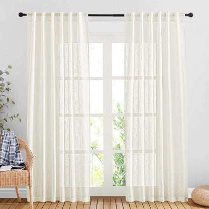 NICETOWN Semi Sheer Curtains Linen Blend Texture, Rod Pocket Back Tab by NICETOWN