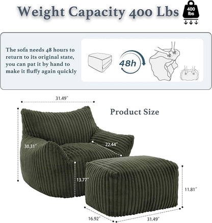 Gericco Oversized Bean Bag Chaise Lounge Chair Indoor - Image 2