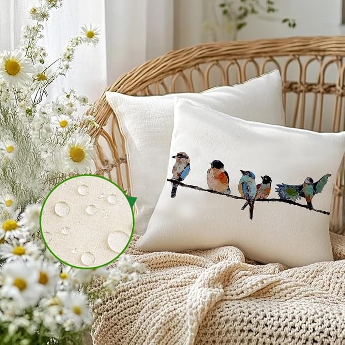 RABUSOFA Outdoor Pillow Covers 20x20 Inch, Outdoor Bird Lumbar Throw Pillow - Image 2