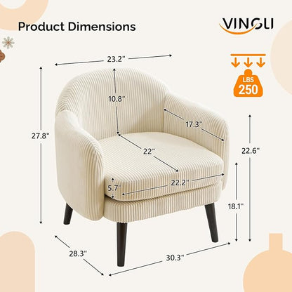 VINGLI 30.3" Wide Modern Barrel Accent Armchair - Image 2