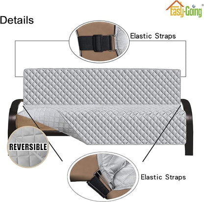 Easy-Going Reversible Couch Cover, Large Futon Sofa, Light Gray/Light Gray | - Image 3