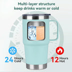 HASLE OUTFITTERS 20oz Tumbler Bulk with Lid, Stainless Steel Tumbler Bulk with Handle, Metal Insulated Travel Coffee Mug Set with Handle, Double Wall Vacuum Leak Proof Tumbler Cup, Mint Green 6 Pack