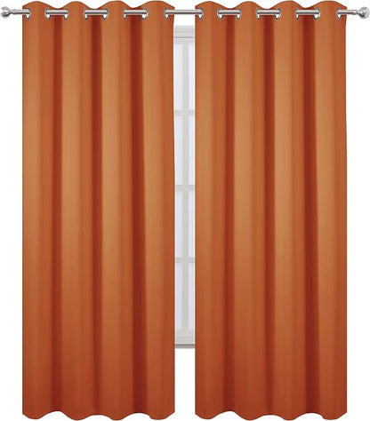 Blackout Curtains 66 x 95 inch/Orange Curtains Set of 2 Panels/Thermal - Image 2