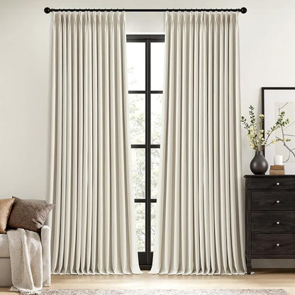MIULEE Linen Pinch Pleated 100% Blackout Linen Curtains 40x84 Inches | Room by MIULEE