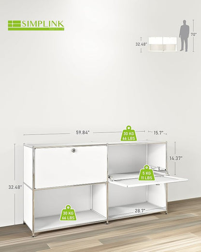 Metal Sideboard with 2 Flap Doors, DIY Modern Home Furnishing, Foyer - Image 3