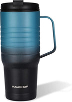 HAUSHOF 24 oz Travel Mug with Handle, Stainless Steel Vacuum Insulated Coffee Travel Mug, Double Wall Travel Mugs with Leakproof Lid, BPA Free