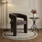 Modern Chenille Barrel Dining Chair Upholstered Fabric Dining Room Chair by QUINJAY