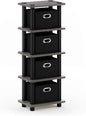 FURINNO Turn-N-Tube LACi 4-Bins System Rack, French Oak Grey/Black by Furinno-FitsYourSpaceFitsYourBudget