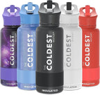Coldest Insulated Water Bottle with Straw Lid - Stainless Steel Metal Insulated Bottle for Men & Women (Stealth Black, 32 oz)
