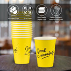 Smygoods Disposable Coffee Cups, To Go Paper Hot Cups, Good Morning Design (12 OZ, 100 Count) For Hot Beverages, Coffee, Tea, Espresso, Cocoa - Vasos Para Cafe