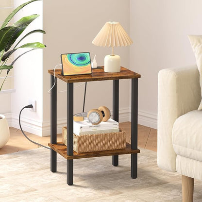 TUTOTAK End Table with Charging Station, Side Table with USB Ports and Outlets - Image 4