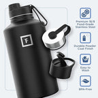 IRON °FLASK Camping & Hiking Hydration Flask with 3 Lids - Stainless Steel, Double Walled & Vacuum Insulated Water Bottle - Leak Proof & BPA Free (Sky, Spout - 64 oz)