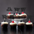Gyufise 30 Pack Vintage 1945 Cupcake Toppers Glitter Cheers to 80 Fabulous Eighty Cupcake Picks 80th Birthday Wedding Anniversary Party Cake Decorations Supplies Black