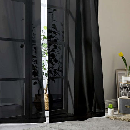 Extra Long Sheer Black Curtains - Image 8