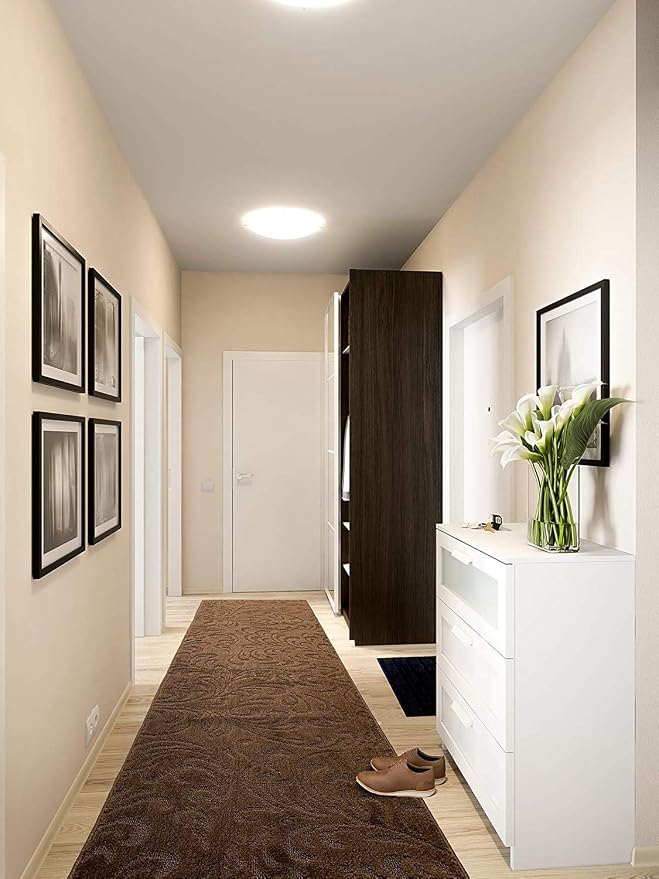 Custom Length Hallway Runner Rug, Slip Resistant, Floral Brown, 26 Inch X 32 - Image 3