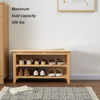 XKZG Storage Bench Wooden Shoe Rack Bench Simple Style Wood Entryway Bench (Natural,31.5")