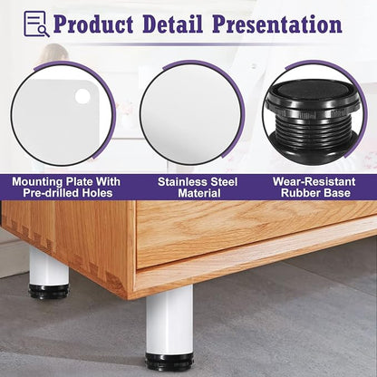 10 Inch Metal Furniture Legs Stainless Steel Adjustable Legs White Metal Legs - Image 3