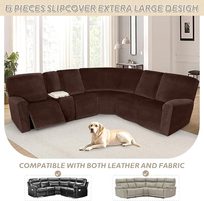 Arfntevss Sectional Recliner Couch Covers Velvet Washable Corner Sectional Sofa - Image 3