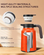 51 Oz Carafes for Hot Liquid, Stainless Steel Insulated Vacuum Thermal Coffee Carafes For Keeping Hot, 1.5 Liter Coffee Dispenser(Orange)